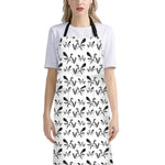 White And Black Mantis Pattern Print Bib Apron With Pocket