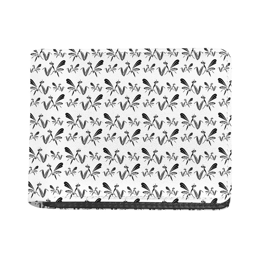 White And Black Mantis Pattern Print Bifold Wallet