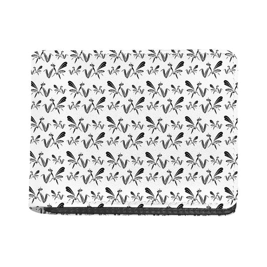 White And Black Mantis Pattern Print Bifold Wallet