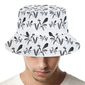 White And Black Mantis Pattern Print Bucket Hat