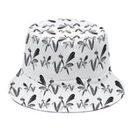 White And Black Mantis Pattern Print Bucket Hat