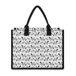 White And Black Mantis Pattern Print Canvas Tote Bag