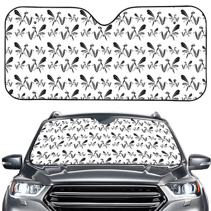 White And Black Mantis Pattern Print Car Windshield Sun Shade