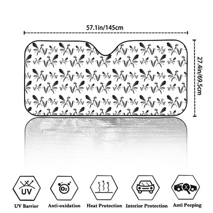 White And Black Mantis Pattern Print Car Windshield Sun Shade