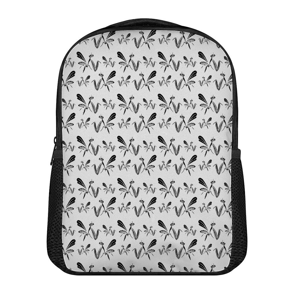 White And Black Mantis Pattern Print Casual Backpack