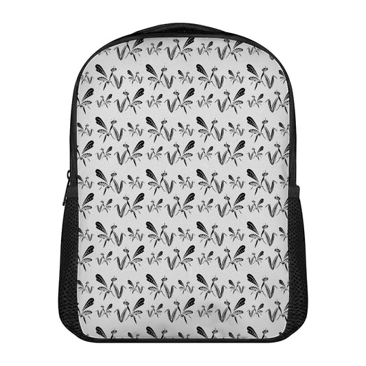 White And Black Mantis Pattern Print Casual Backpack