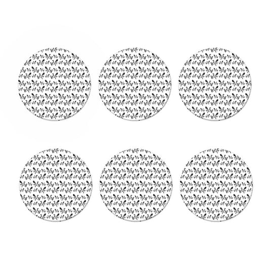 White And Black Mantis Pattern Print Coaster Set