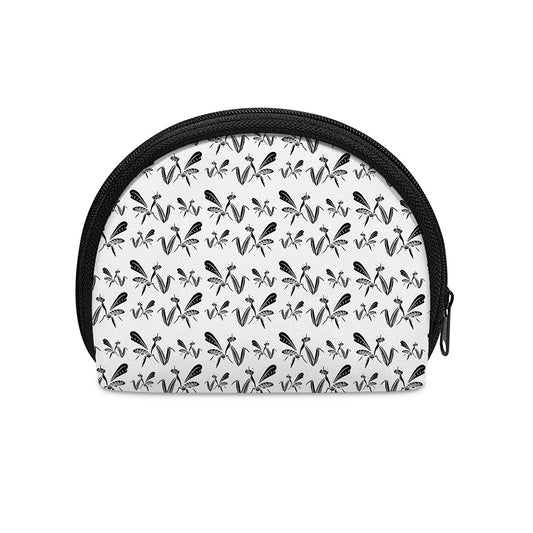 White And Black Mantis Pattern Print Coin Purse