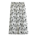 White And Black Mantis Pattern Print Cotton Front Slit Maxi Skirt