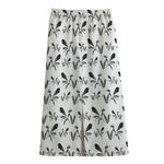 White And Black Mantis Pattern Print Cotton Front Slit Maxi Skirt