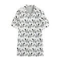 White And Black Mantis Pattern Print Cotton Hawaiian Shirt