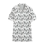 White And Black Mantis Pattern Print Cotton Hawaiian Shirt