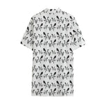 White And Black Mantis Pattern Print Cotton Hawaiian Shirt