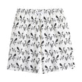 White And Black Mantis Pattern Print Cotton Shorts