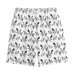 White And Black Mantis Pattern Print Cotton Shorts