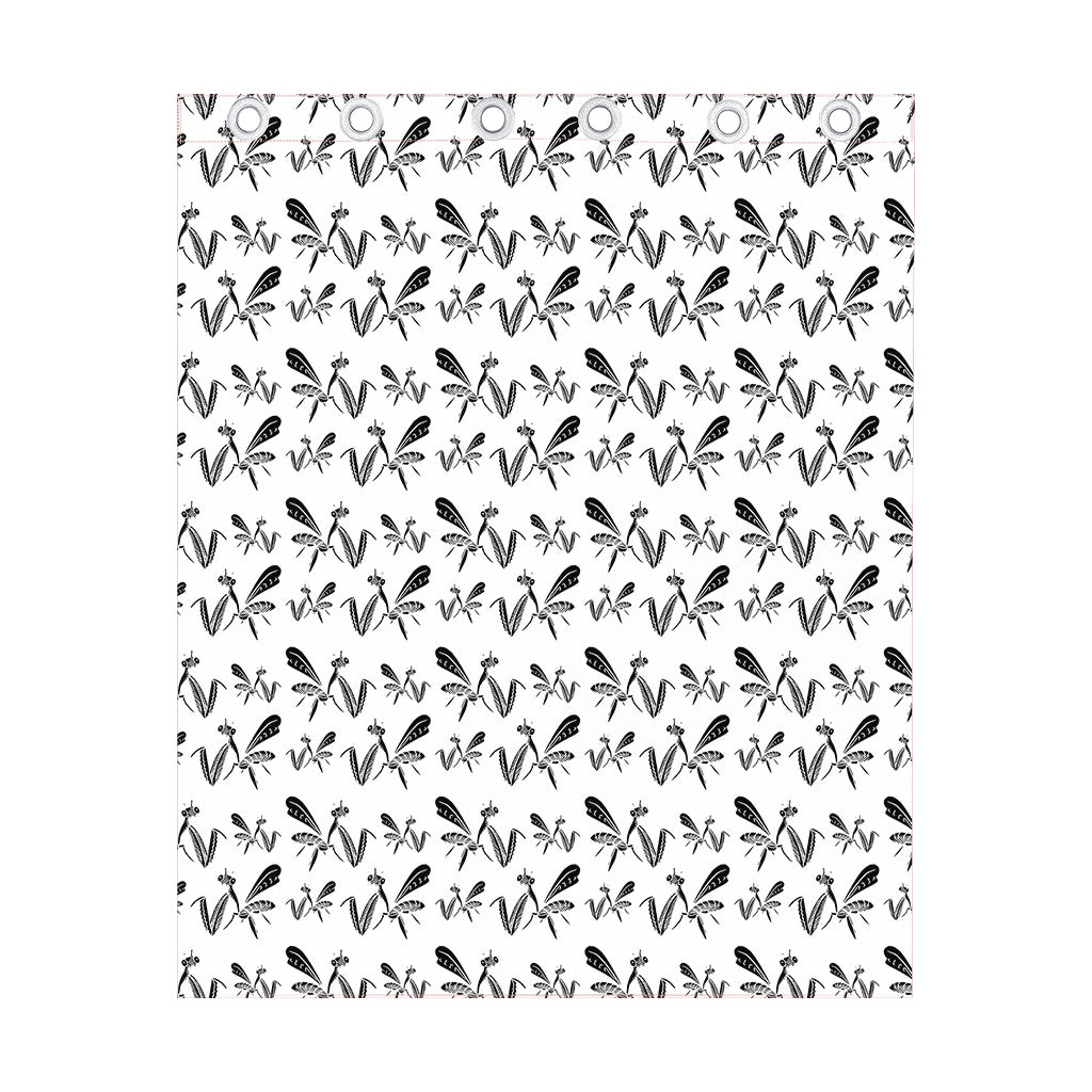 White And Black Mantis Pattern Print Curtain