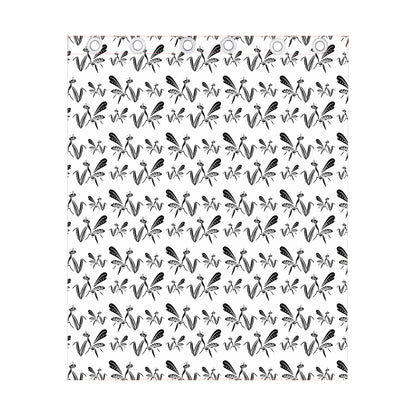 White And Black Mantis Pattern Print Curtain