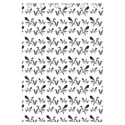 White And Black Mantis Pattern Print Curtain