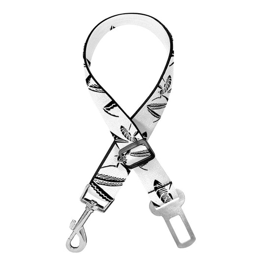 White And Black Mantis Pattern Print Dog Seat Belt