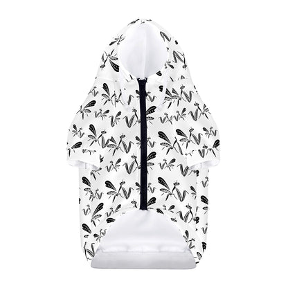 White And Black Mantis Pattern Print Dog Zip Up Hoodie
