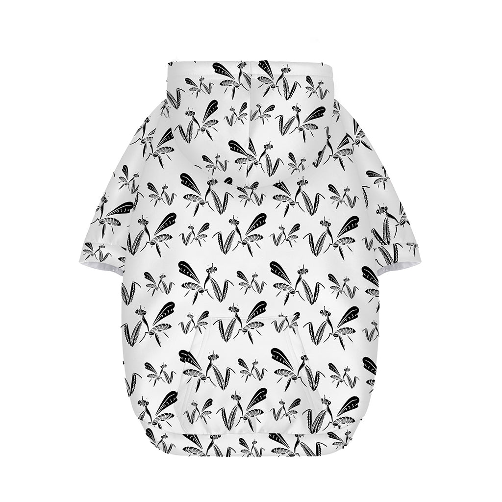 White And Black Mantis Pattern Print Dog Zip Up Hoodie