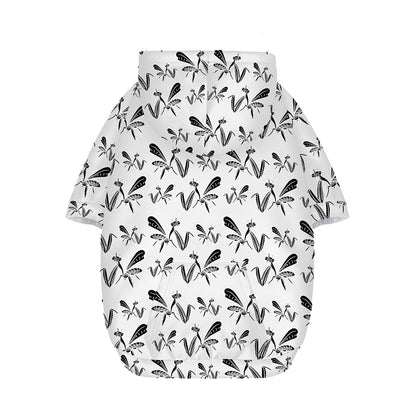 White And Black Mantis Pattern Print Dog Zip Up Hoodie