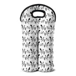 White And Black Mantis Pattern Print Double Neoprene Wine Tote