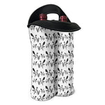 White And Black Mantis Pattern Print Double Neoprene Wine Tote