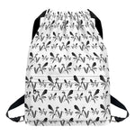White And Black Mantis Pattern Print Drawstring Backpack
