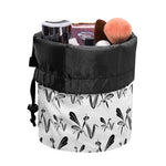 White And Black Mantis Pattern Print Drawstring Makeup Bag