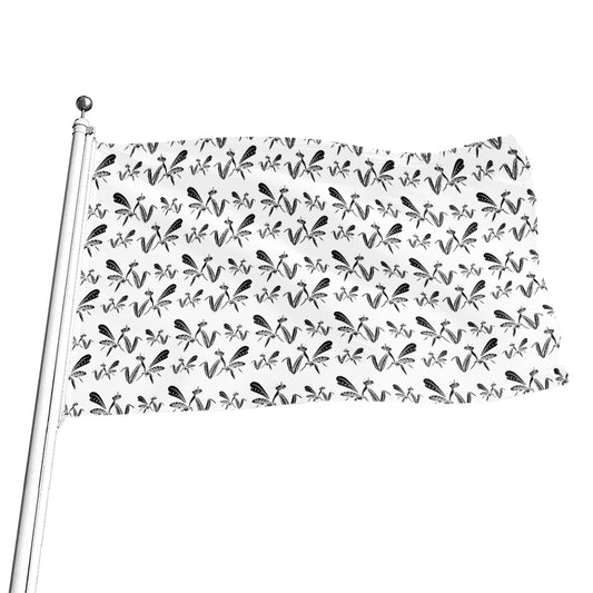 White And Black Mantis Pattern Print Flag