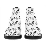 White And Black Mantis Pattern Print Flat Ankle Boots