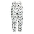 White And Black Mantis Pattern Print Fleece Lined Knit Pants