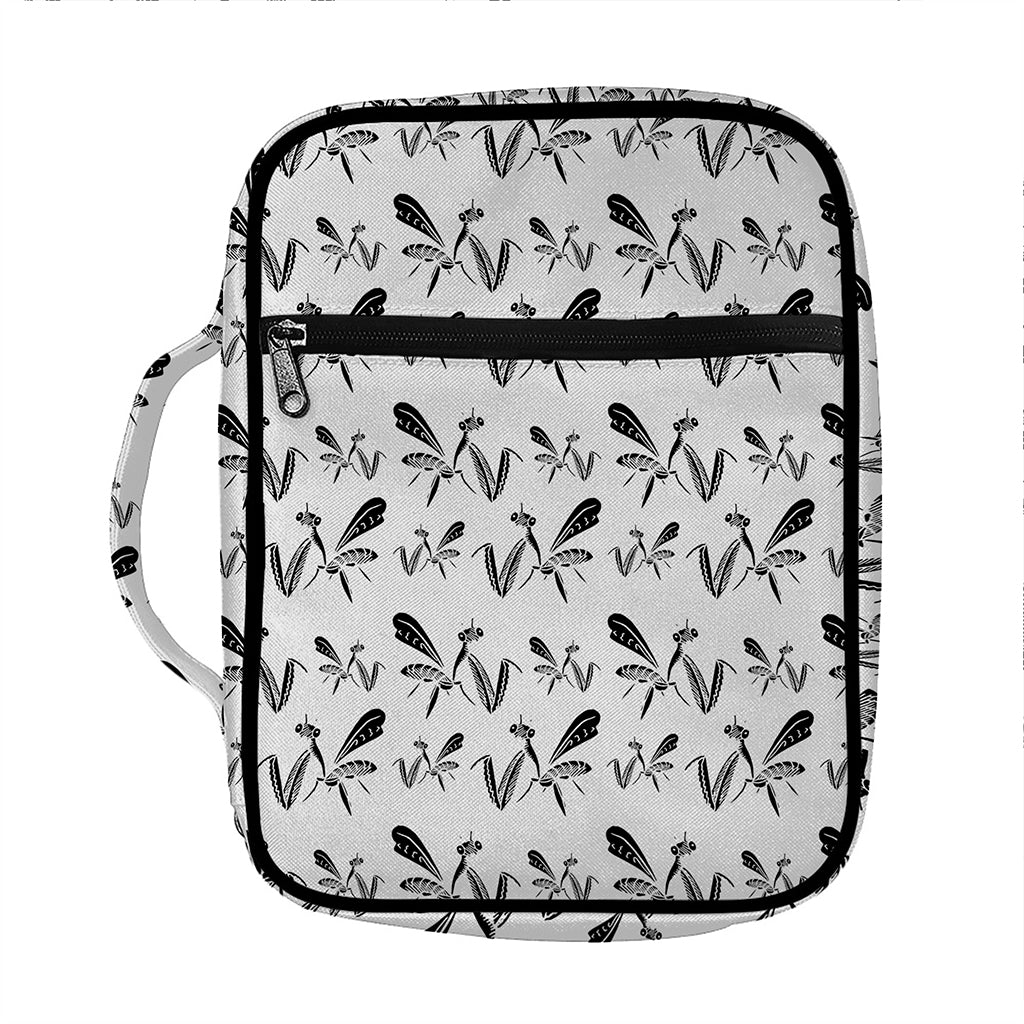 White And Black Mantis Pattern Print Front Pocket Bible Bag