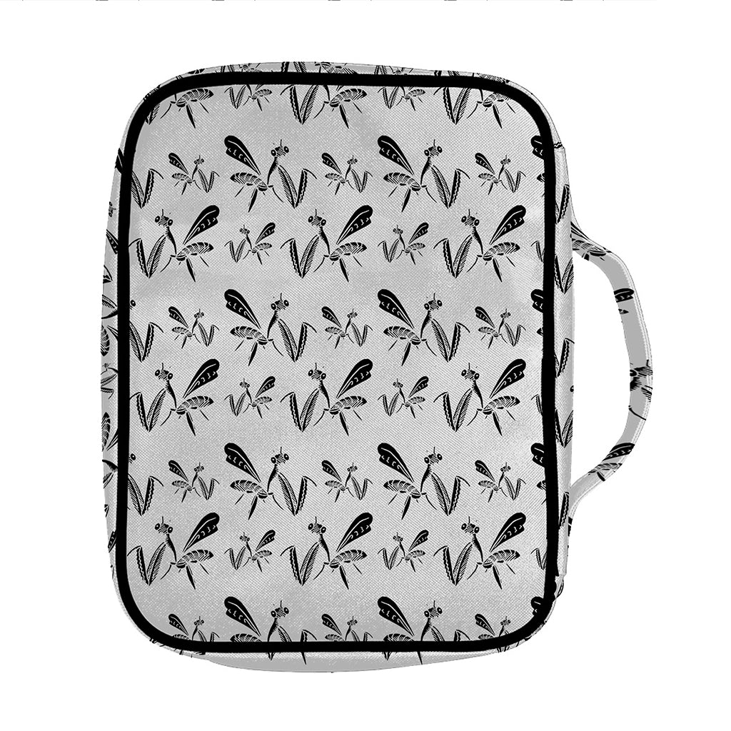 White And Black Mantis Pattern Print Front Pocket Bible Bag