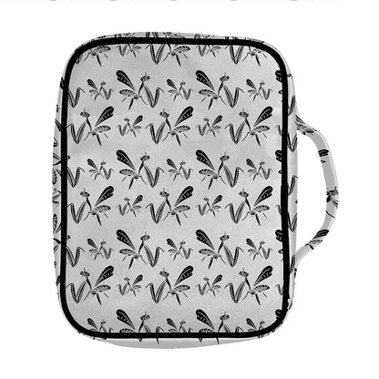 White And Black Mantis Pattern Print Front Pocket Bible Bag
