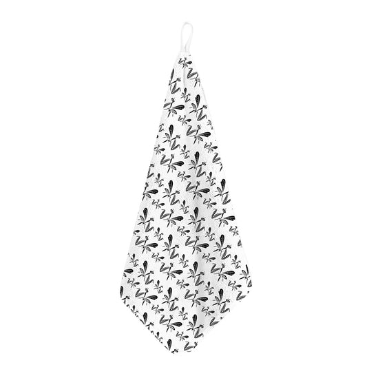 White And Black Mantis Pattern Print Hand Towel