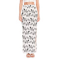 White And Black Mantis Pattern Print High Slit Maxi Skirt