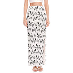 White And Black Mantis Pattern Print High Slit Maxi Skirt