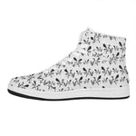 White And Black Mantis Pattern Print High Top Leather Sneakers