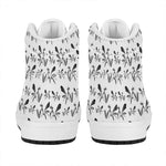 White And Black Mantis Pattern Print High Top Leather Sneakers