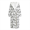 White And Black Mantis Pattern Print Hooded Bathrobe