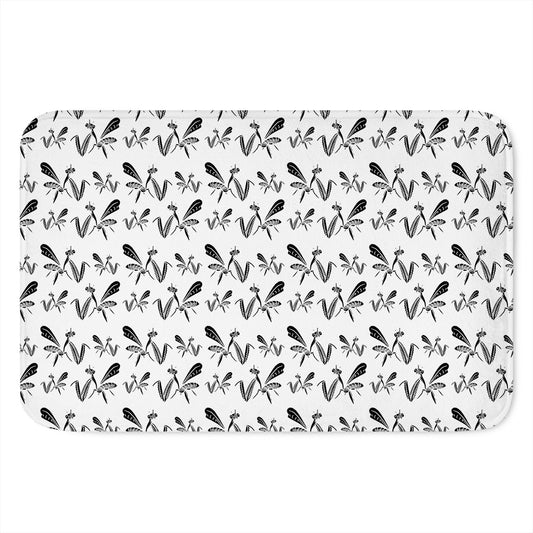 White And Black Mantis Pattern Print Indoor Door Mat