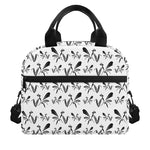 White And Black Mantis Pattern Print Insulated Lunch Bag