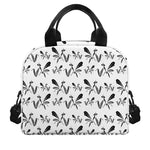 White And Black Mantis Pattern Print Insulated Lunch Bag