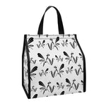 White And Black Mantis Pattern Print Insulated Lunch Tote