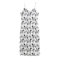 White And Black Mantis Pattern Print Jersey Midi Cami Dress