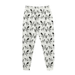 White And Black Mantis Pattern Print Jogger Pants
