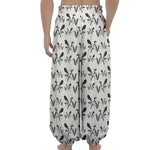 White And Black Mantis Pattern Print Lantern Pants
