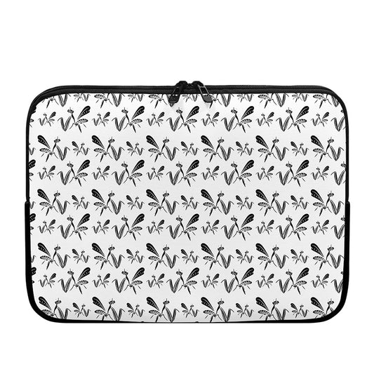 White And Black Mantis Pattern Print Laptop Sleeve